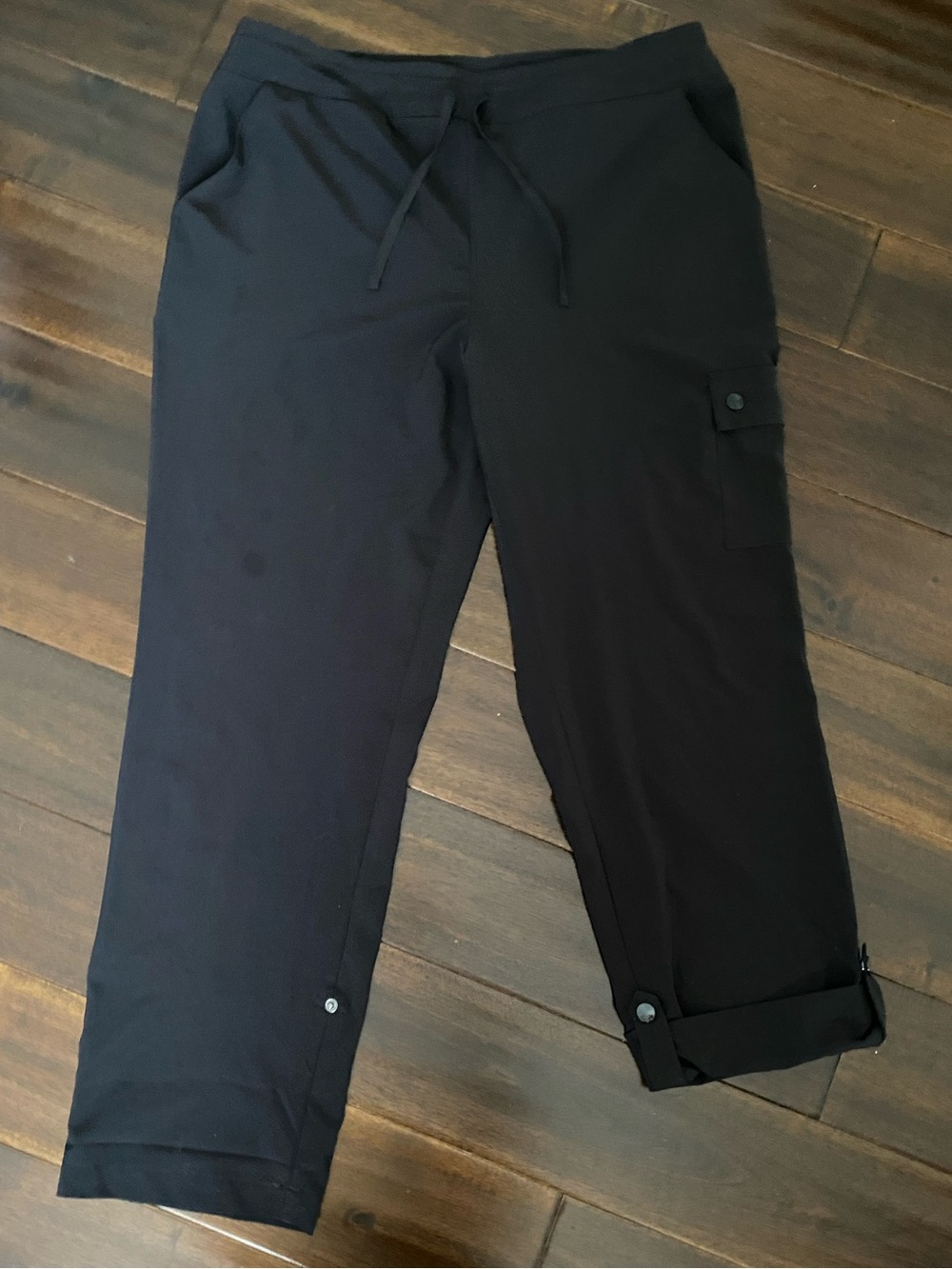 Chico's Black Drawstring Cargo Capri Joggers
